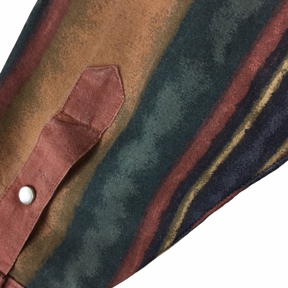 VINTAGE Pearl Snap Shirt Western Rodeo Cowboy Long Sleeve Stripe Denim Placket - Picture 8 of 9